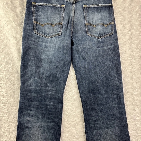 American Eagle Boot Cut Jeans Men's 32X32 Blue Dark Wash Denim Distressed - Picture 10 of 11